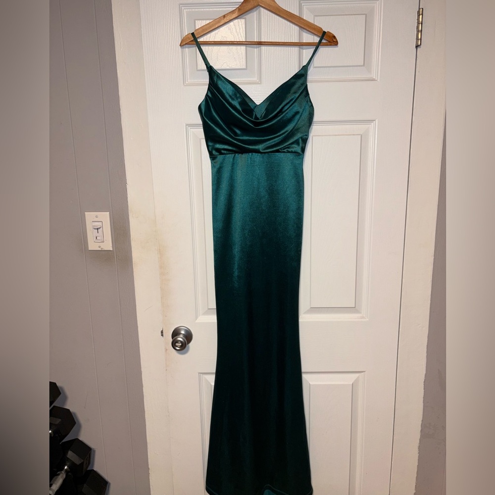 Hello Molly Deep Green Satin Maxi Dress
